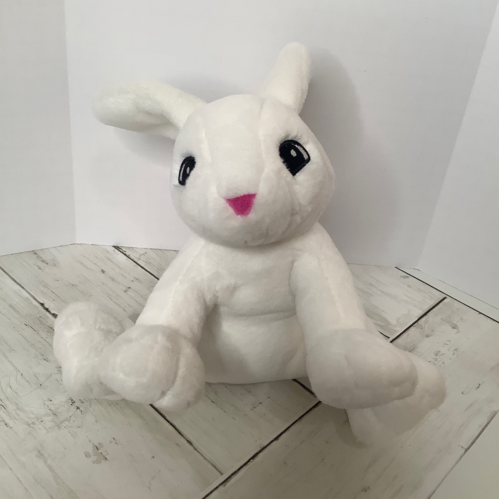 Lego Duplo White Bunny Plush Stuffed Animal Rabbit Kids Toy  With Pink Nose 9”